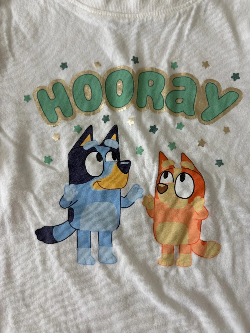 Old Navy White 'Hooray' Graphic Tee with Blue and Orange Characters